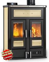 Klover BI-FIRE MID Kombi Kaminofen Holz Pellet wasserführend Stahl sand 27,4 kw